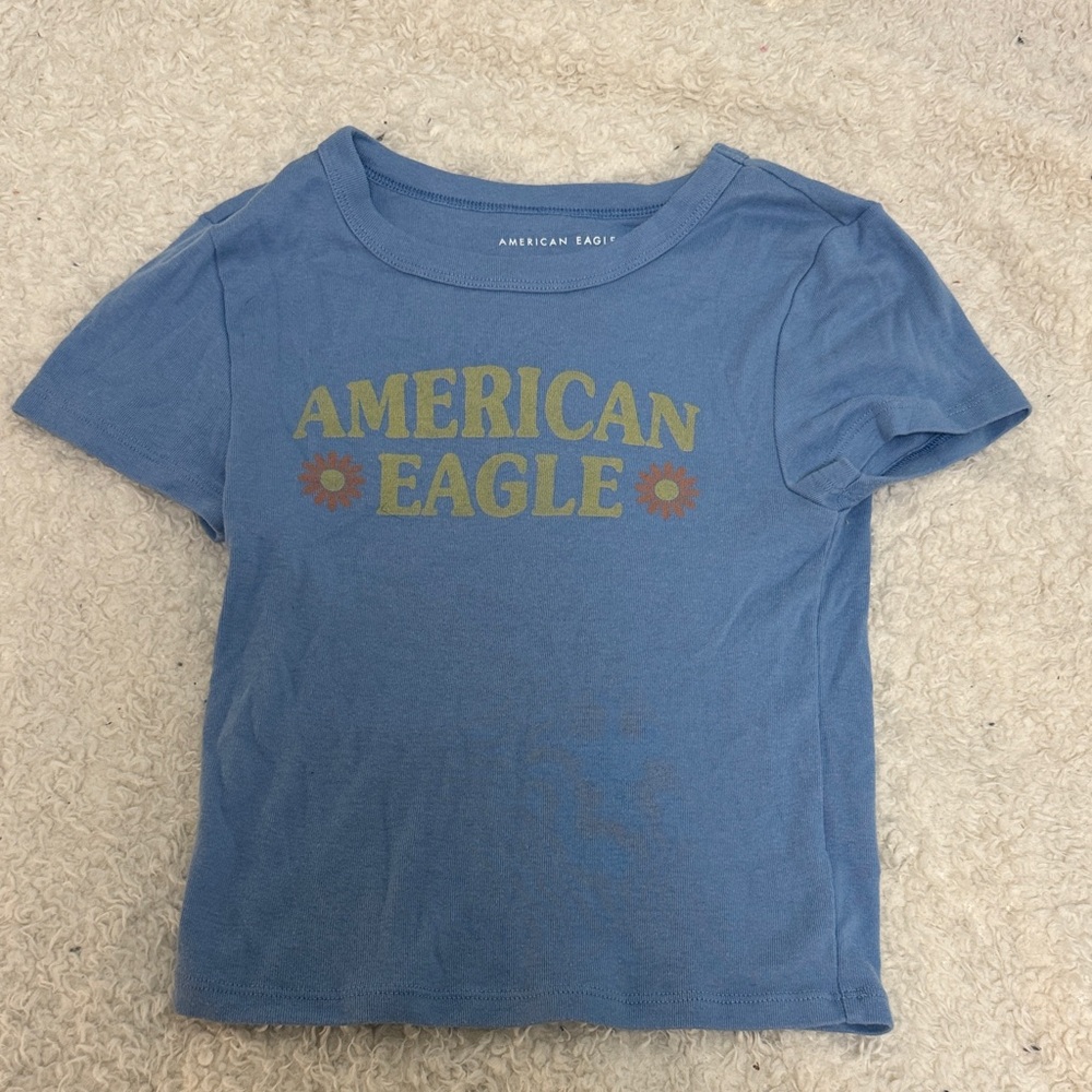 American Eagle Outfitters Womens Graphic Blue Tee